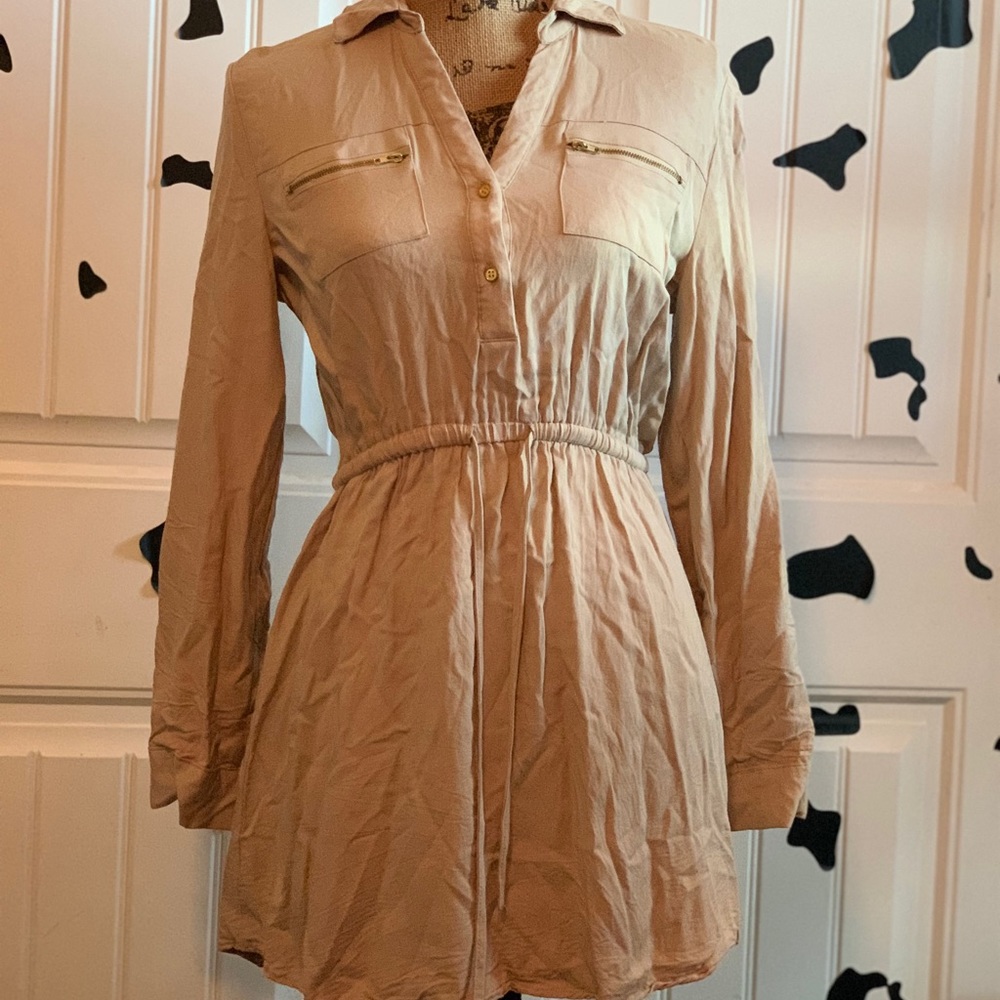 tan long sleeve dress